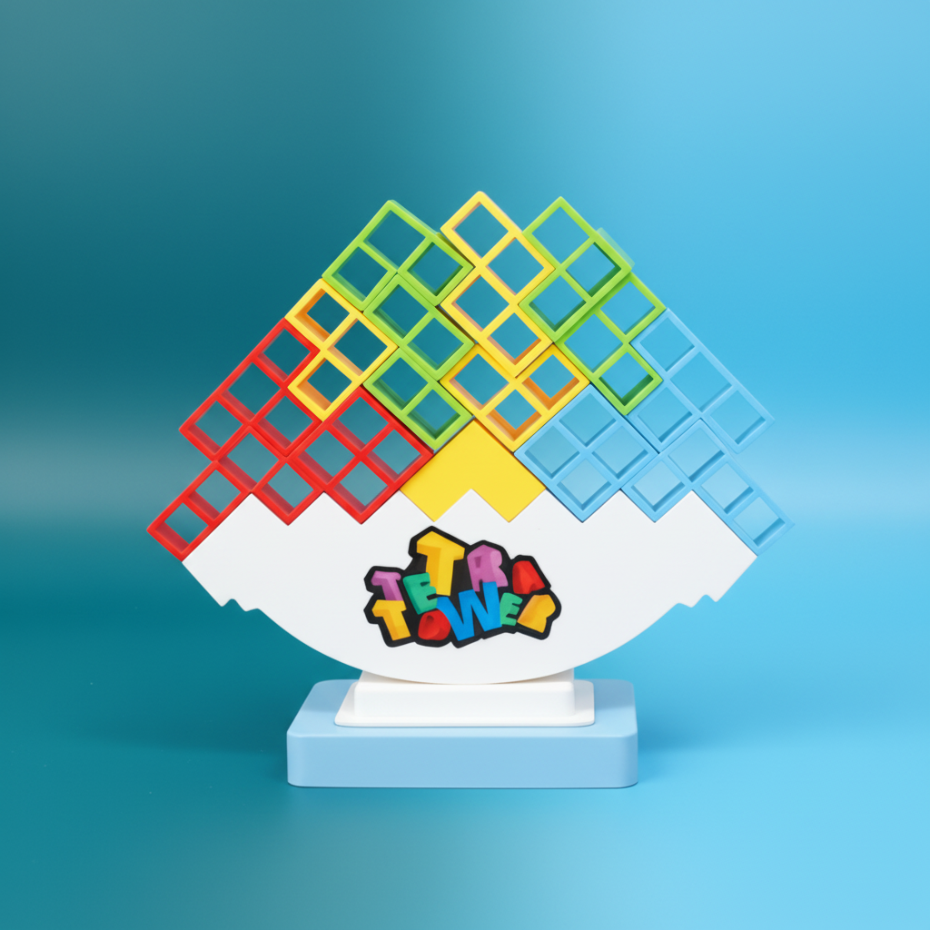 Tetris-Style Balancing Tower Game - 48 Piece Educational Stacking Blocks for Focus & Coordination
